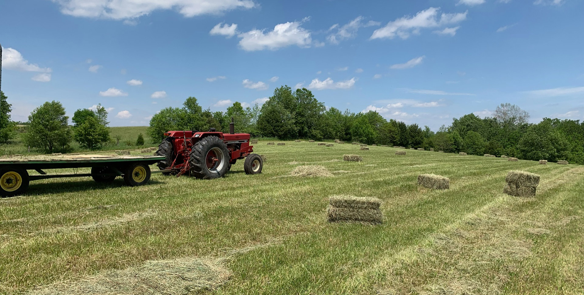 tractor and hay bales